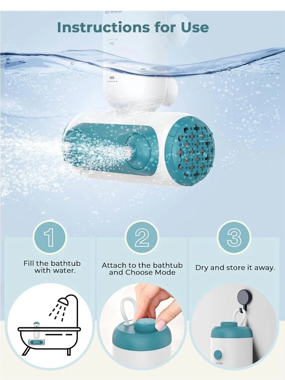 New Open Box Bath Jets for Tub,Portable Jet Spa for Bathtub with Dual Hydro Jets